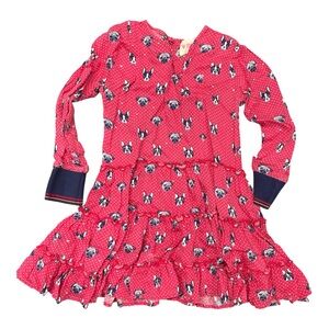 Mim-Pi Doggy tiered dress French Bulldogs Pugs red polka-dot size 3 years
